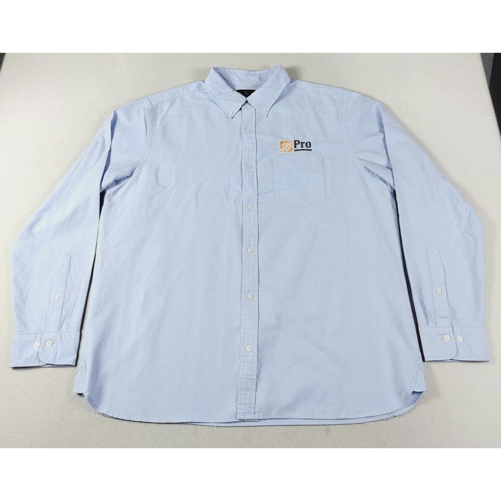 Brooks Brothers Shirt Mens XL Blue Long Sleeve Button Up Home Depot Pro Logo